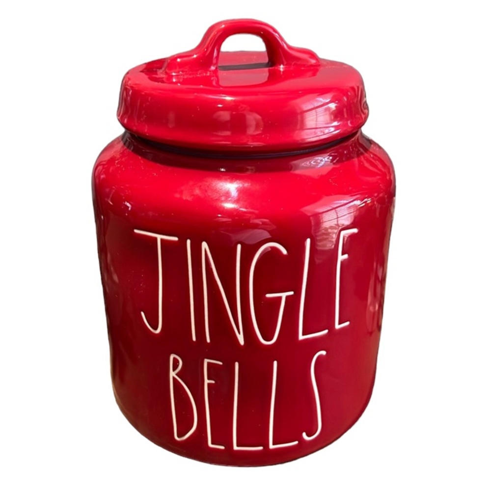 Rae Dunn Jingle Bells Christmas chubby canister cookie jar - Picture 2 of 8